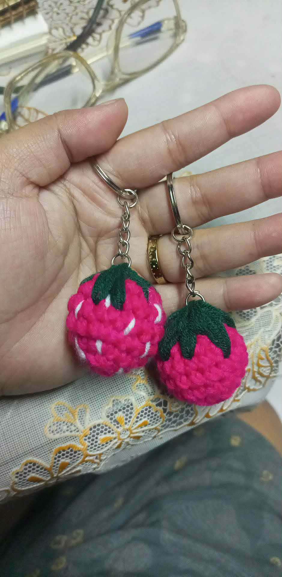 Pink Strawberry Keychain (1pc)